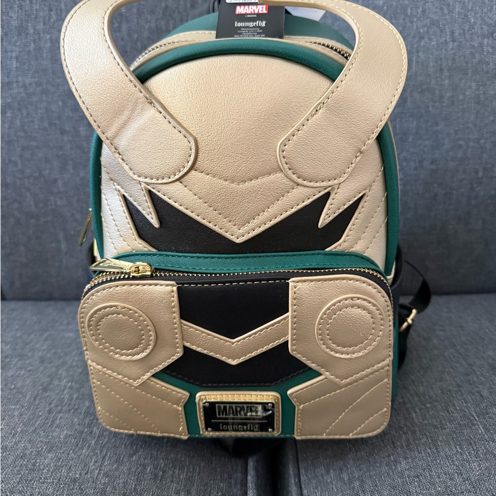 Loungefly Beige, Black & Green Marvel Mini Backpack